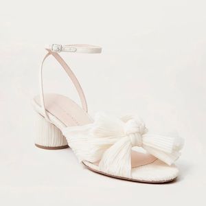 Loeffler Randall Dahlia Pearl Pleated Bow Bridal Shoes Size 9